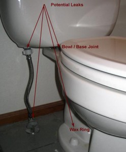 Potential toilet leaking points